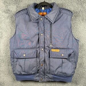 Vintage Black Sheep Mens Large Navy Blue Puffer Hunting Vest Quilted Insulated